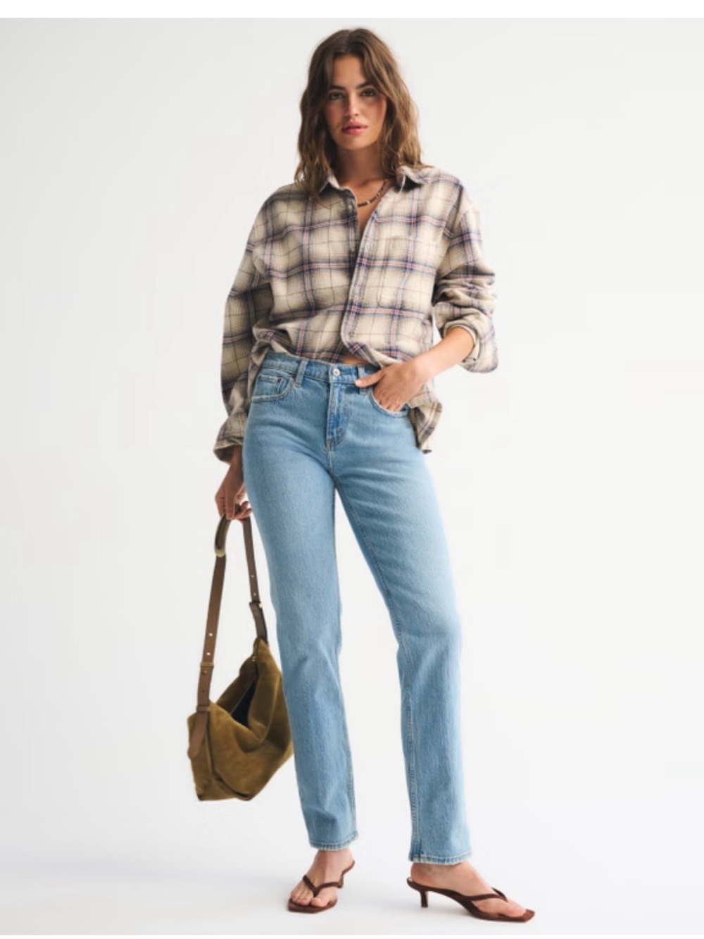 Abercrombie and Fitch Mid Rise 90s Straight Jean - Light Blue